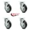 Service Caster 5 Inch Thermoplastic Rubber Wheel Swivel Top Plate Caster Set with Brake SCC SCC-20S514-TPRB-TLB-4 - alternate 5
